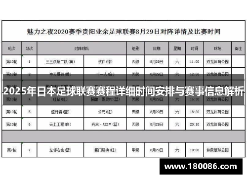 2025年日本足球联赛赛程详细时间安排与赛事信息解析